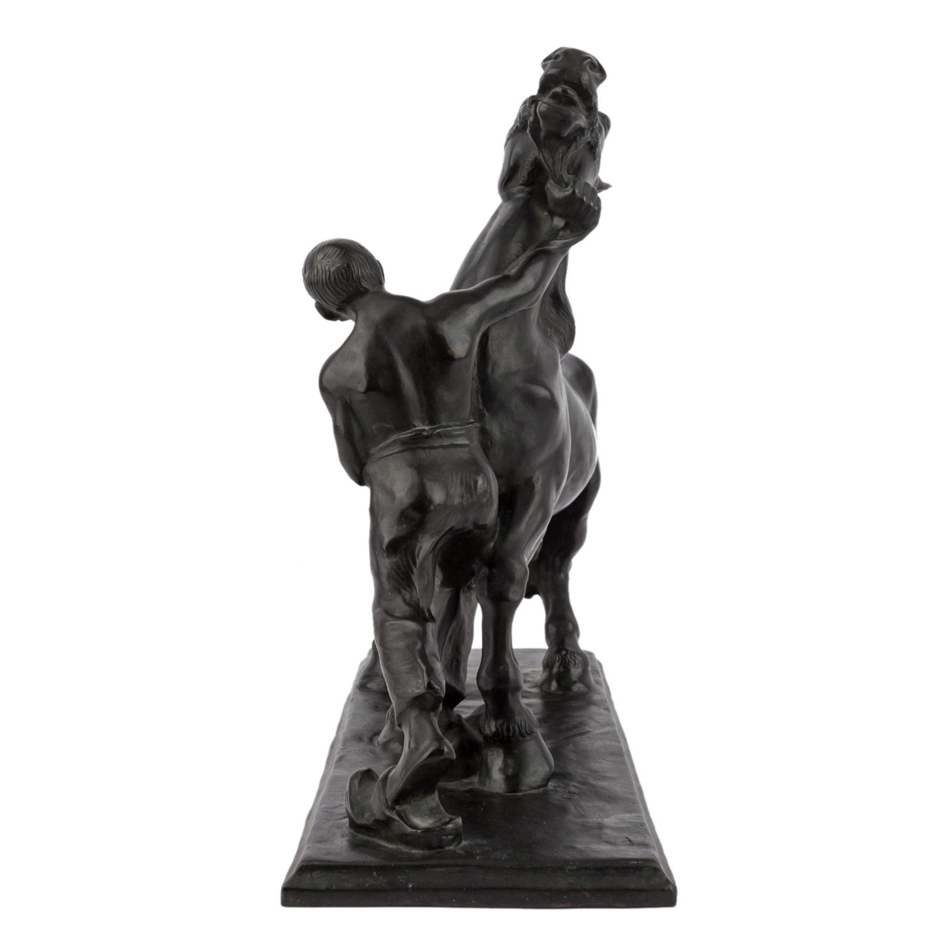 JANSSEN, ULFERT (1878-?), "Rossebändiger",Bronze, schwarz patiniert, vollplastische Figurengruppe, - Bild 2 aus 6