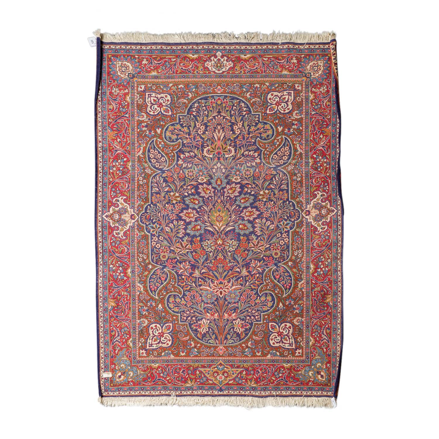 Orientteppich. KESHAN/IRAN, 20. Jh., ca. 195x135 cm.Der rostrote Fond des Innenfeldes ist - Image 2 of 4