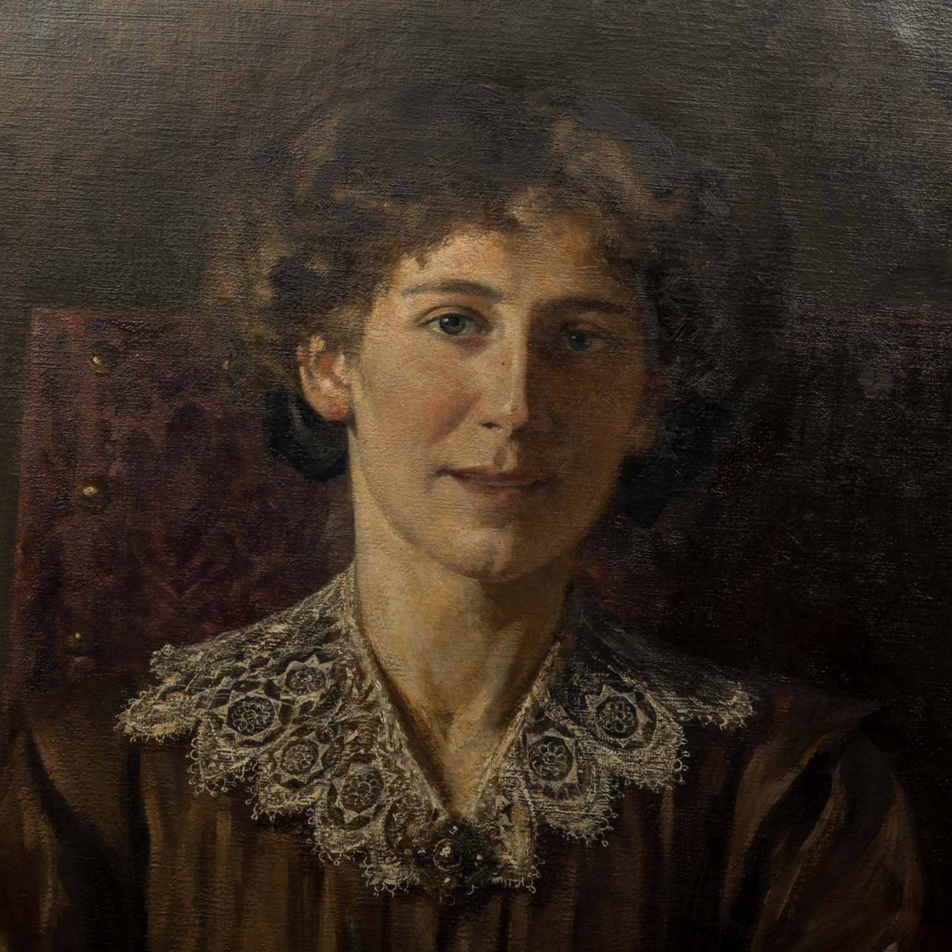 RIEPER, AUGUST (1865-1940), "Portrait der Lore Rieper, die Frau des Künstlers",die junge Frau im - Bild 8 aus 8