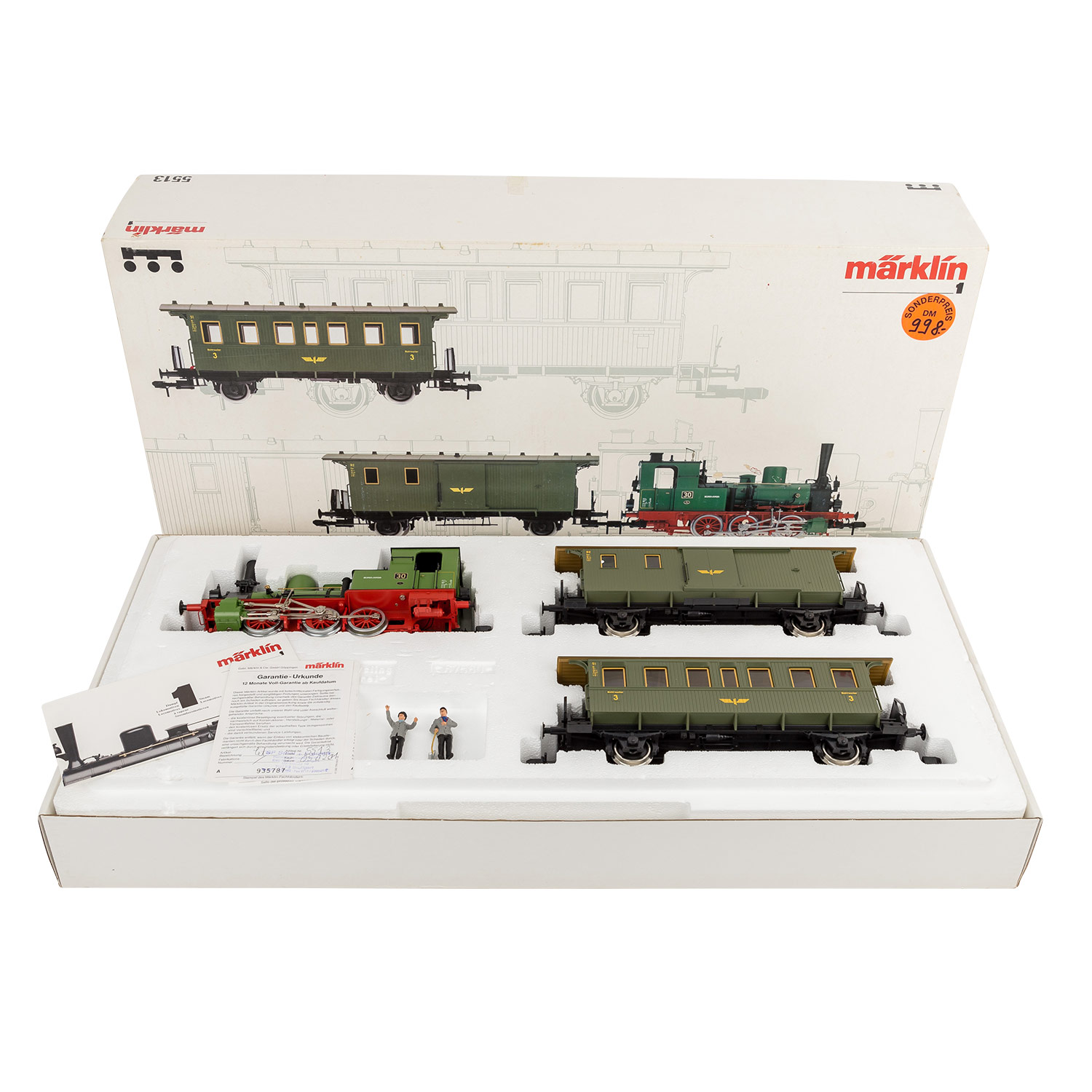 MÄRKLIN Personenzug "Chanderli" der EUROVAPOR 5513, Spur 1,bestehend aus Tenderlok T3 BN 30,