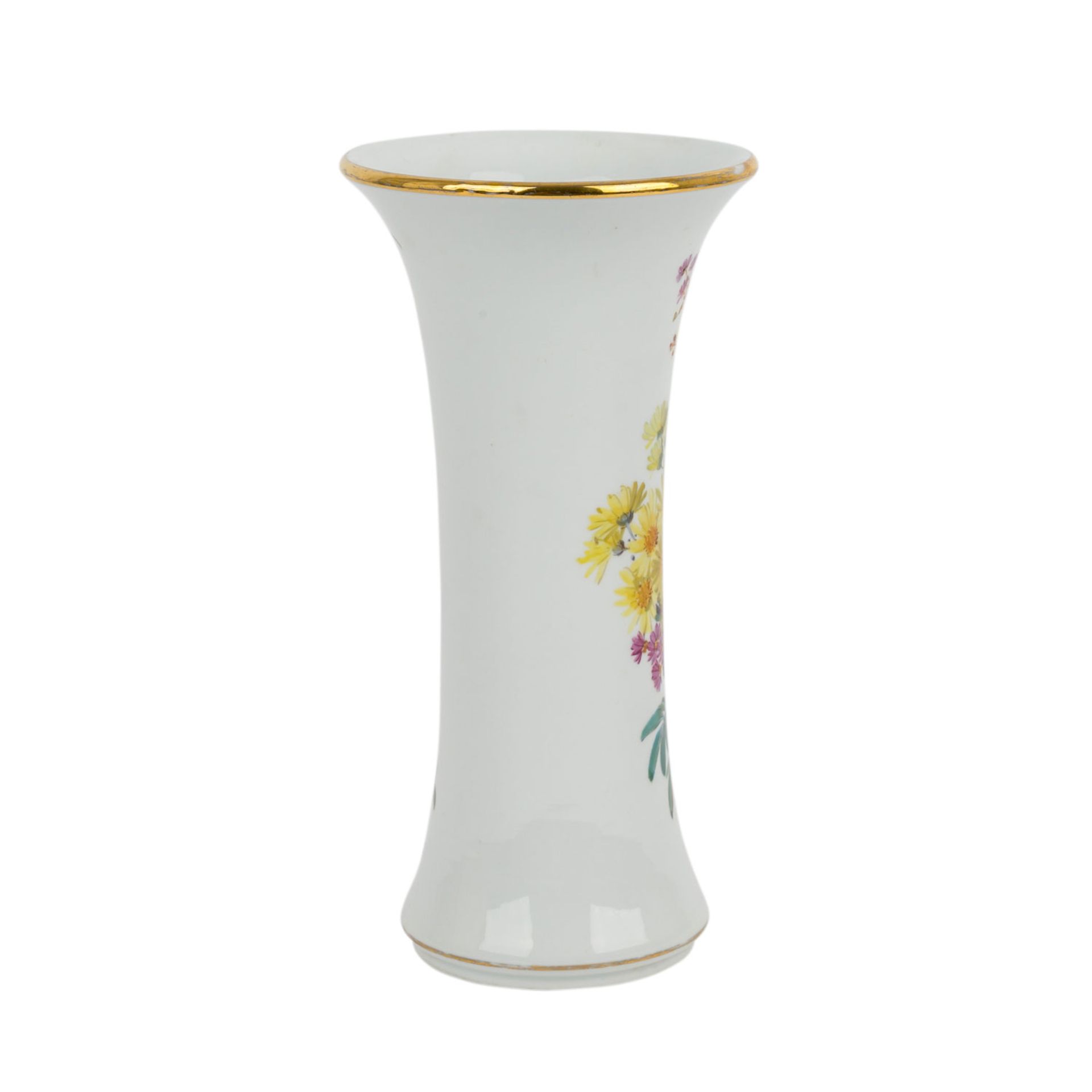 MEISSEN Stangenvase, 1924-1934.Weißporzellan mit polychromem Blumendekor, unterglasurblaue - Image 4 of 6