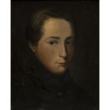 MALER 19. Jh., "Portrait eines jungen Herrn in Biedermeiergewand",unsigniert, Öl/Papier auf Leinwand