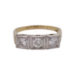 Ring mit Brillanten zus. ca. 0,75 ct,WEISS-LGW (H-I)/VVS-VS, GG/WG 14K, RW: 57, 1960er/70er Jahre,