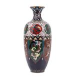Cloisonné Vase. JAPAN, Meiji-Zeit (1868-1912).H 45,5 cm, besch.. Cloisonné enamel vase. Japan,