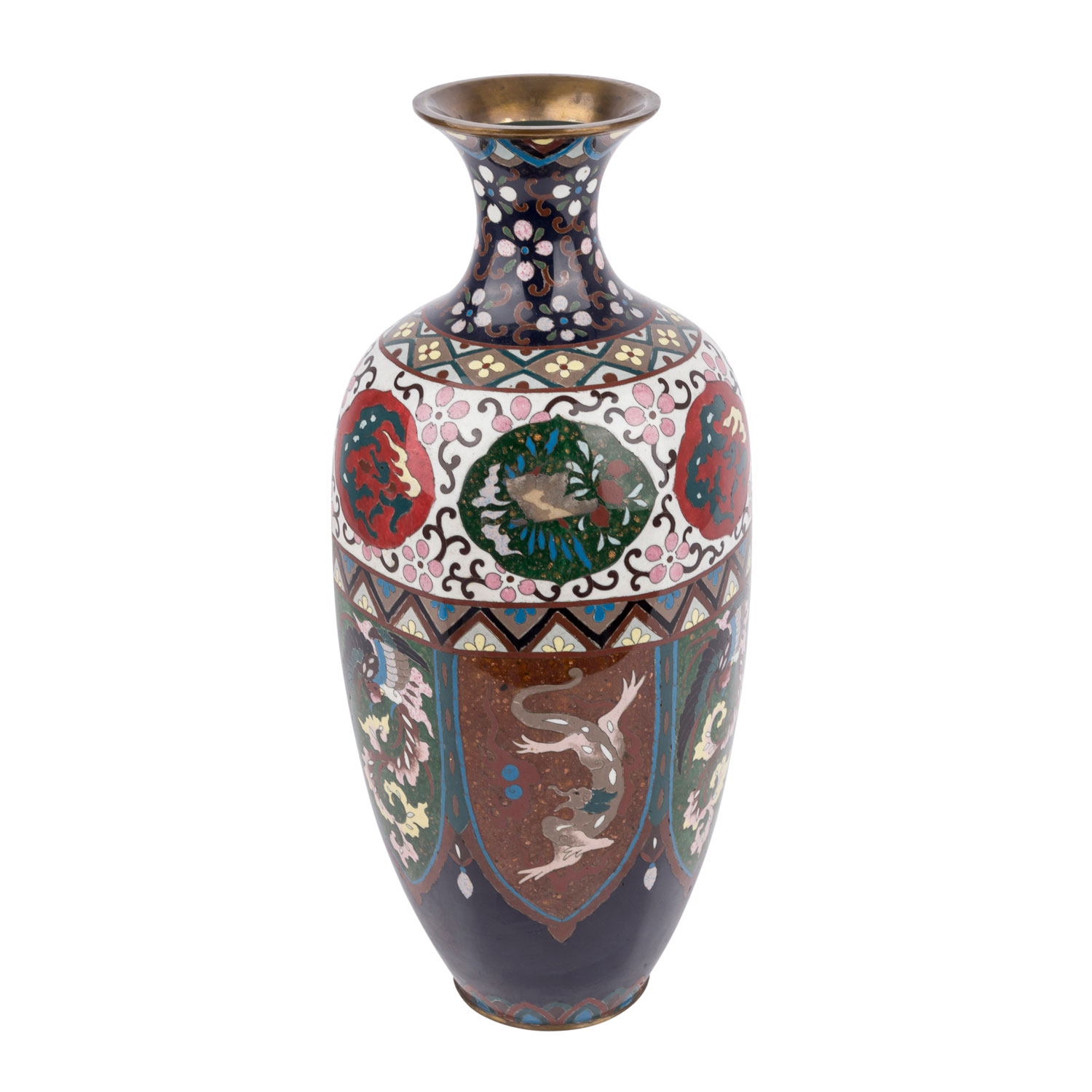 Cloisonné Vase. JAPAN, Meiji-Zeit (1868-1912).H 45,5 cm, besch.. Cloisonné enamel vase. Japan, - Image 2 of 3