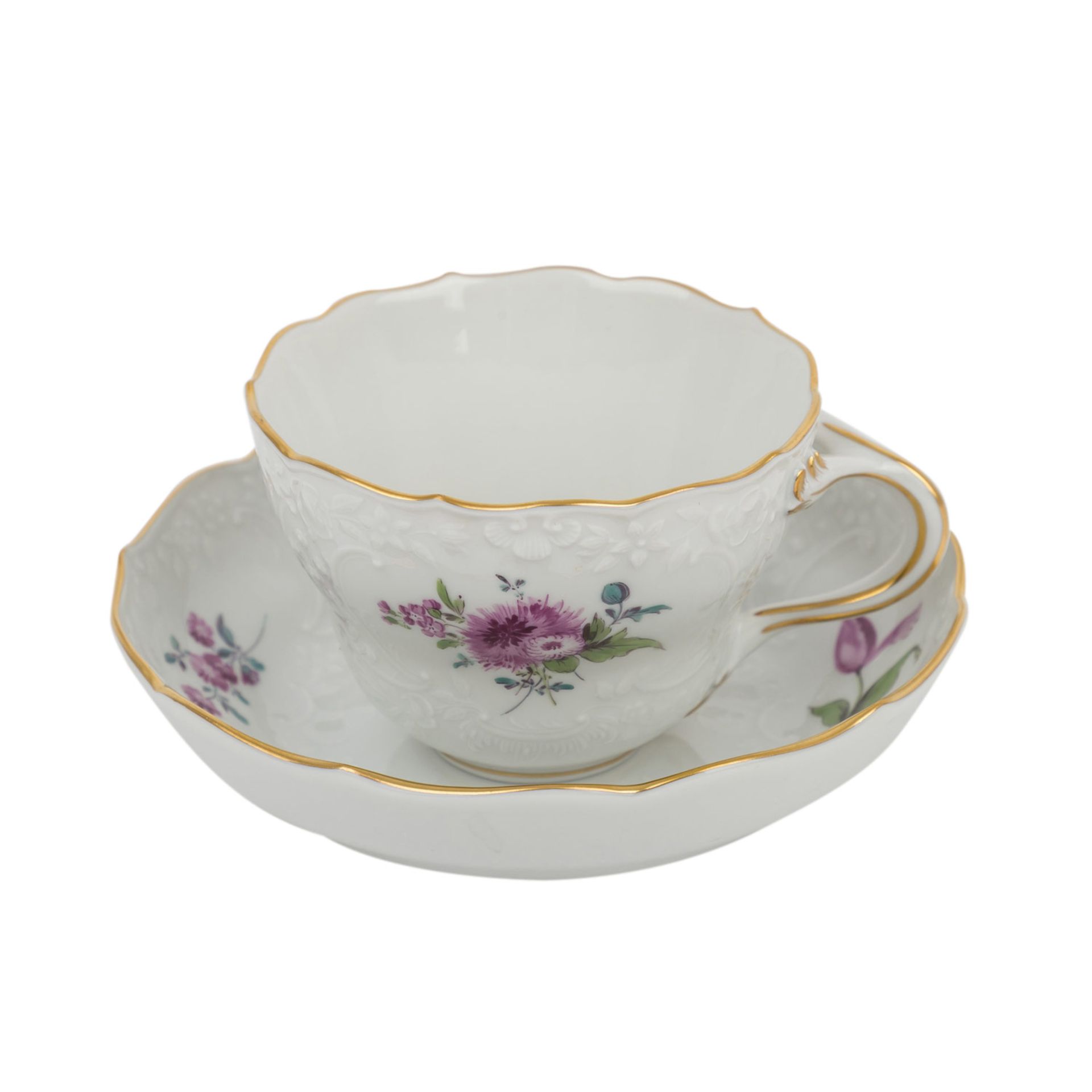 MEISSEN Kaffeeservice für 6 Personen "Blumenbukett, alte Manier", 20. Jh.Blumenbukettmalerei, alte - Image 4 of 7