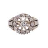 Ring mit Brillanten ca. 0,6 ct,WEISS-LGW (H-I)/VS, WG 14K, RW: 53, um 1970, leichte Tragespuren,