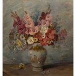 RENELT, G. (Maler/in Ende 19./Anf. 20. Jh.), "Stillleben mit Sommerblumenstrauß in Vase",neben