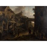 DUSART, CORNELIS (1660-1704) "Holländische Straßenszene"Öl auf Holz, HxB: 26/34 cm. Rahmen. rest.