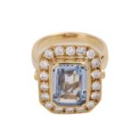 Ring mit 18 Brillanten, zus. ca. 1,6 ct, WEISS (H)/VSum synth. Spinell, GG 18K, RW 61, Ringkopf, ca.