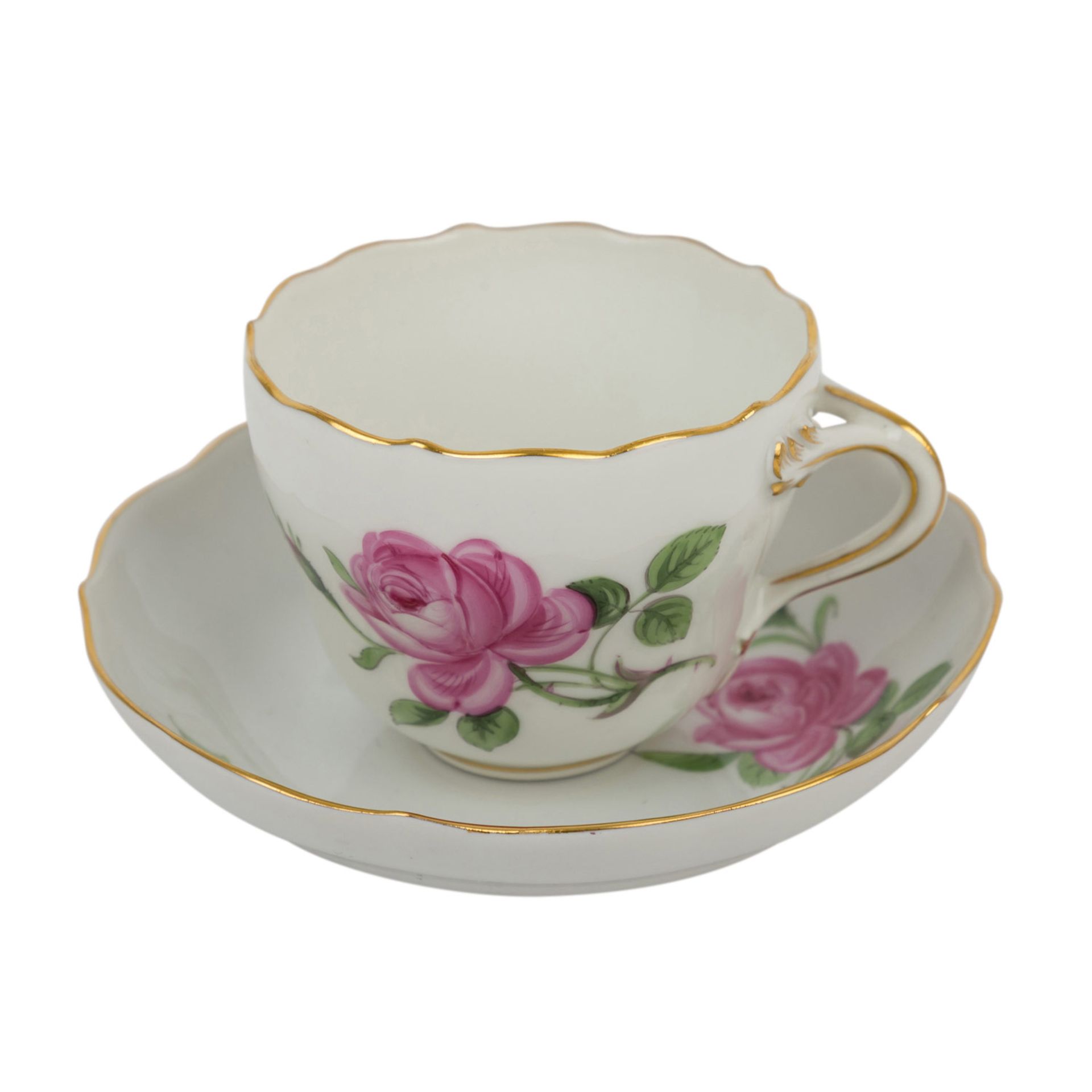 MEISSEN Mokkaservice f. 6-14 Personen 'Rote Rose', 20. Jh..14 Mokkatassen/U-Tassen (2. Wahl, 1 U- - Image 2 of 11