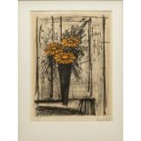 BUFFET, BERNARD (1928-1999). "Blumen in Vase am Fenster",Lithographie/Papier, in der Platte sign.,