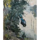 ANDERBOUHR, PAUL-JEAN (1909-2006) "Sommer am Seineufer bei Neuilly''Öl/Leinwand, signiert, 56/46 cm.