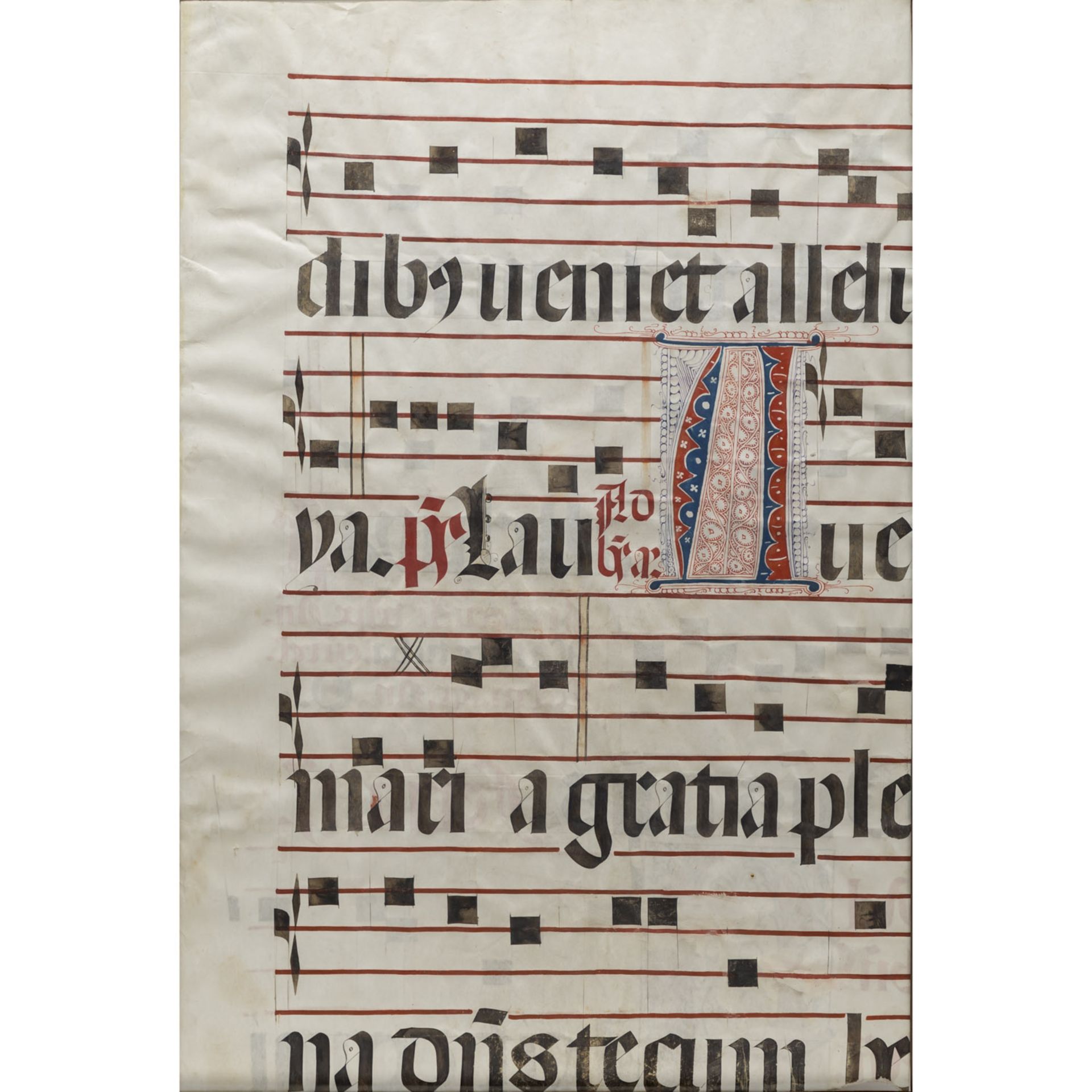 MANUSKRIPT-BLATTreich verziertes Pergament-Manuskript-Blatt aus einem mittelalterlichen Buch mit - Image 3 of 5