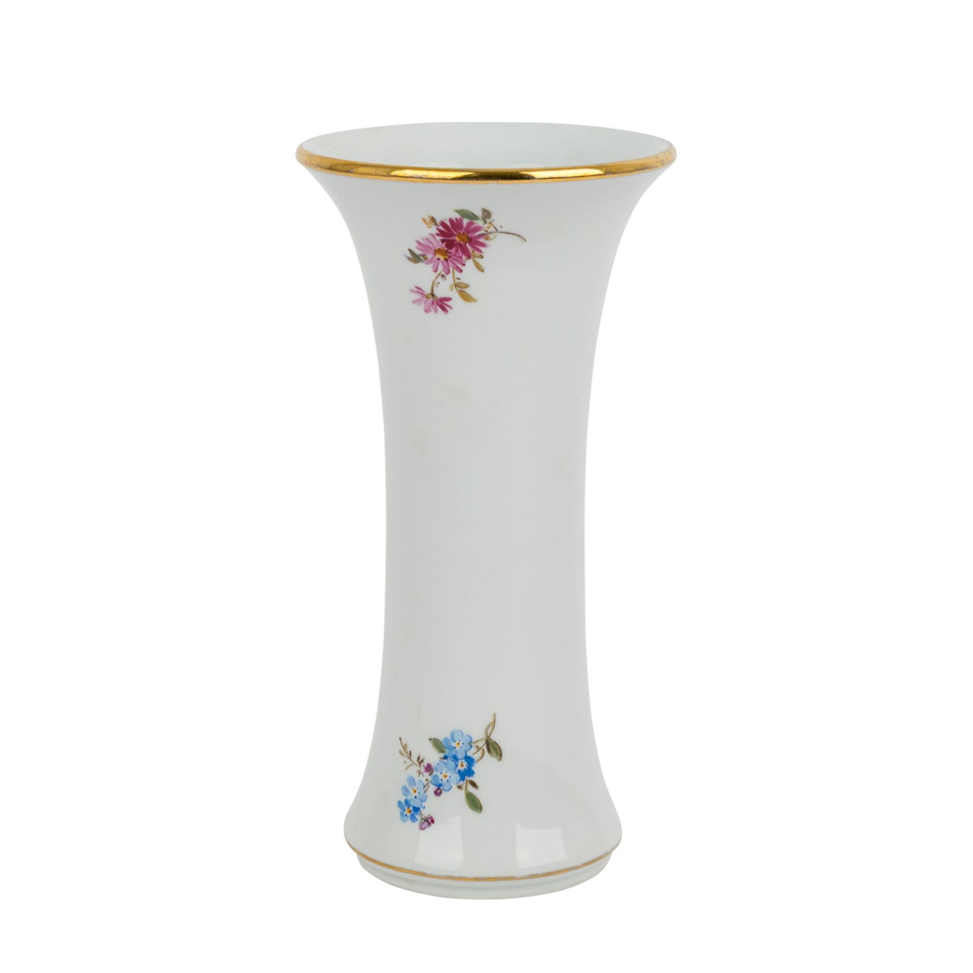 MEISSEN Stangenvase, 1924-1934.Weißporzellan mit polychromem Blumendekor, unterglasurblaue - Image 3 of 6