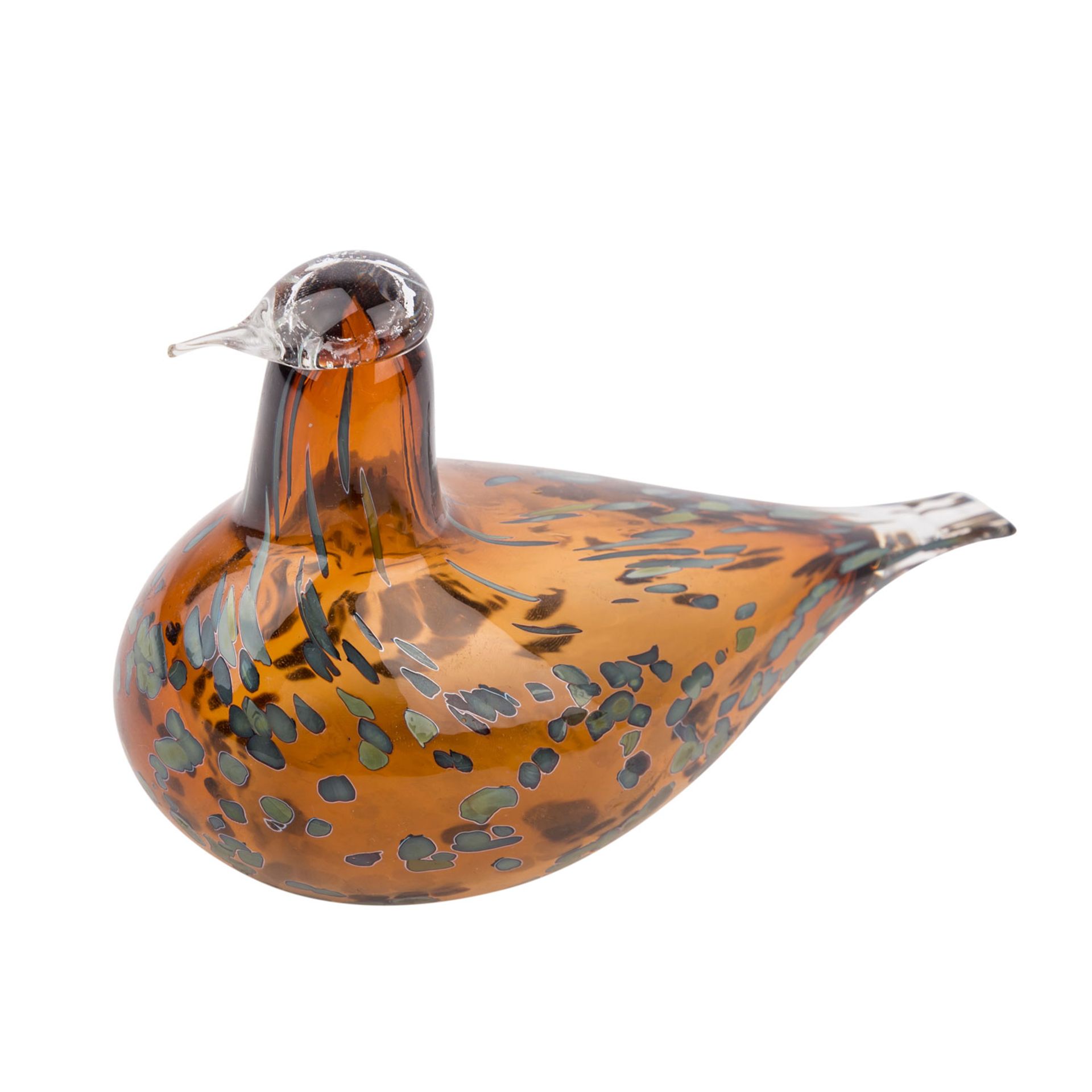 TOIKKA, OVIA FÜR IITTALA FINLAND GLASVOGEL, PEKKASIINImundgeblasener Glasvogel an der Standfläche