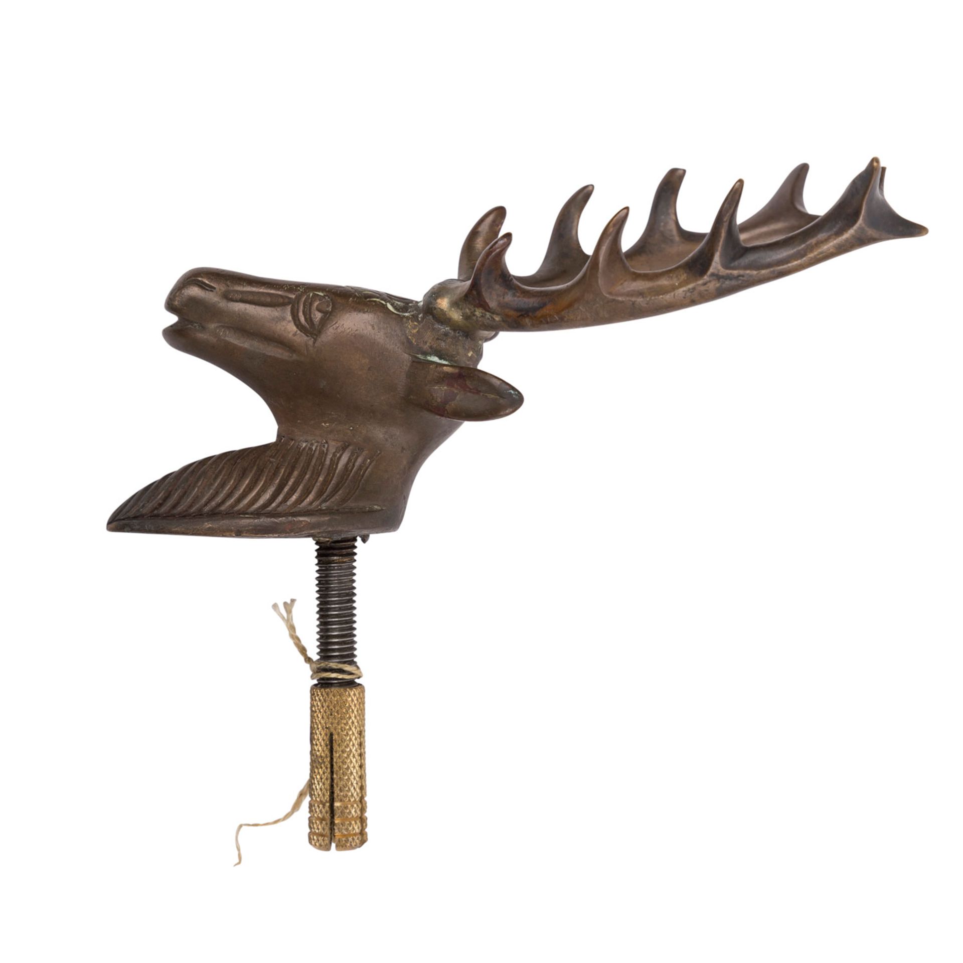 SAMMLUNG JAGDLICHER KLEIDERHAKEN16./17. Jh., Bronze/Messing, 14 Hirschköpfe mit geschwungenem Geweih - Image 5 of 5