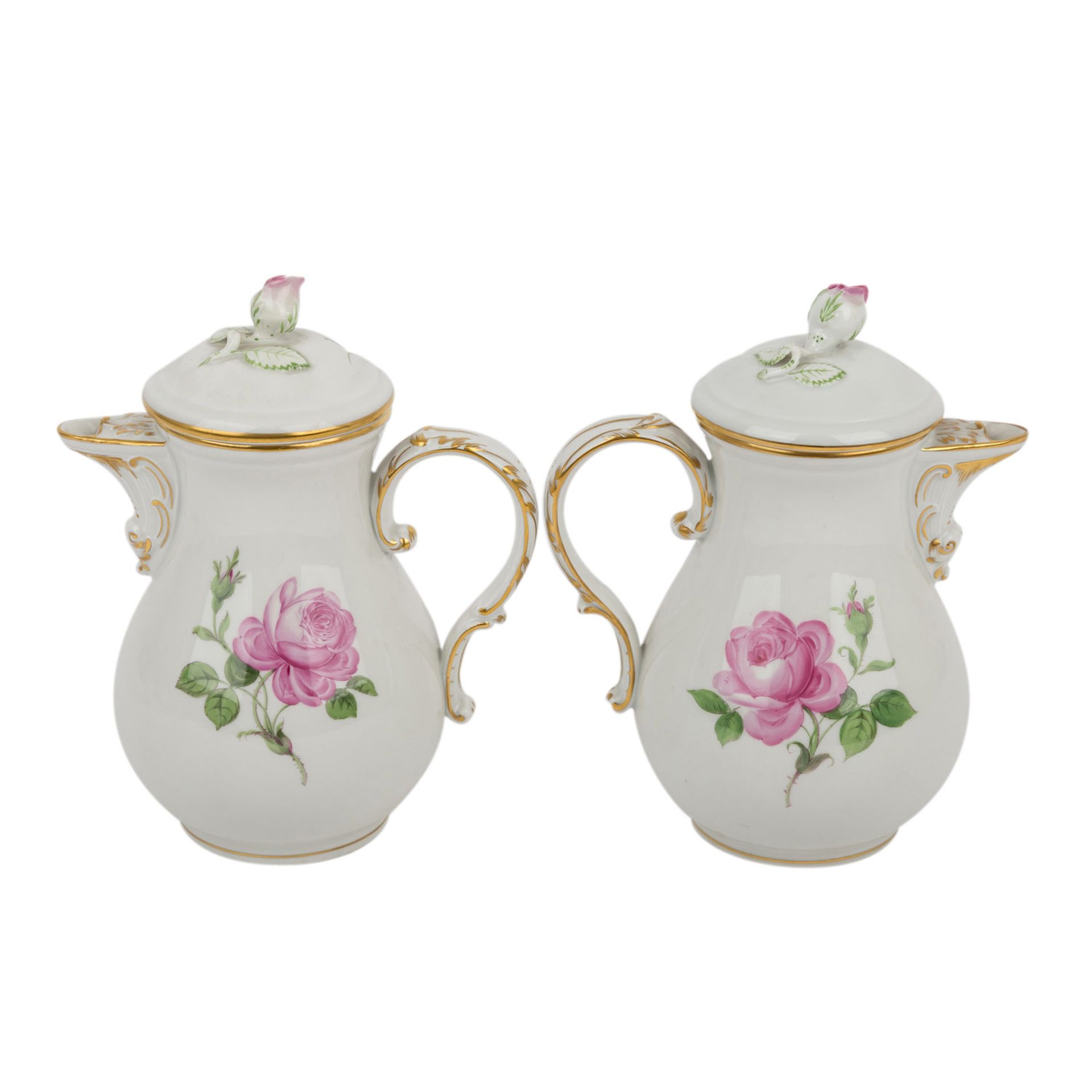 MEISSEN Mokkaservice f. 6-14 Personen 'Rote Rose', 20. Jh..14 Mokkatassen/U-Tassen (2. Wahl, 1 U- - Image 6 of 11