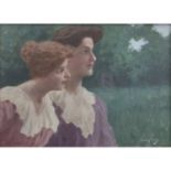 MARGITAY, TIHAMÉR von (1859-1922) "Portrait zweier Damen"Öl/Platte, signiert unten rechts, HxB: 25,