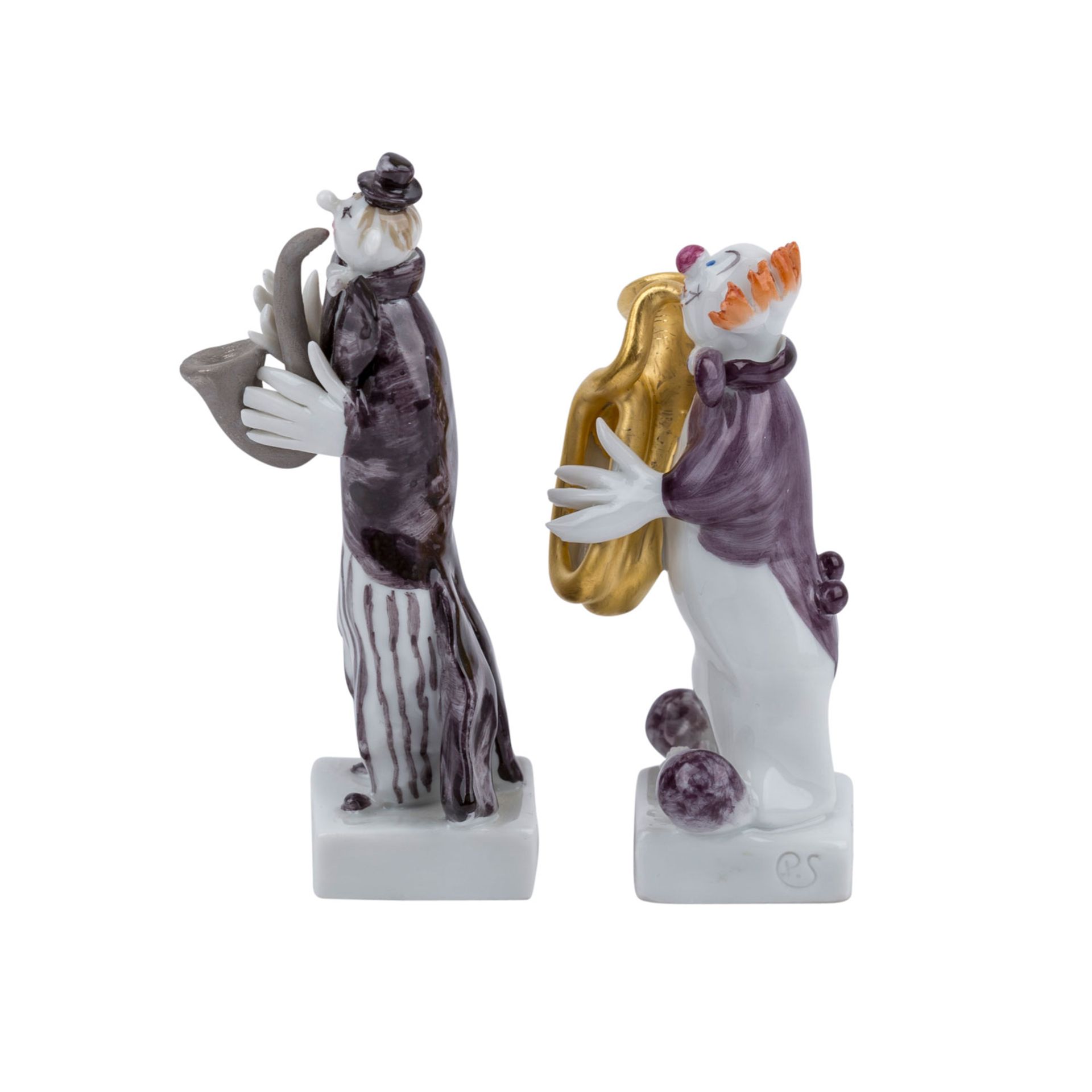 MEISSEN 2 Figuren aus der Clownkapelle, 20. Jh.Entwurf von Peter Strang 1993, "Tubaspieler", - Image 3 of 6