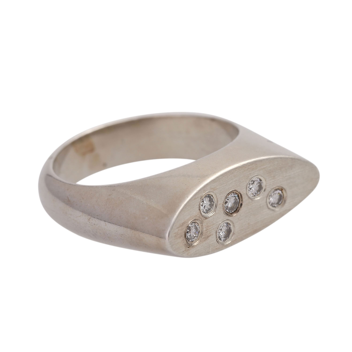 Ring mit 6 Brillanten zus. ca. 0,27 ctWEIß (H)/SI, Silber. Leichte Tragespuren. 20./21. Jh. RW: - Image 2 of 4