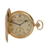 OLIW Lange Uhr (DUF) Taschenuhr, ca. 1920/30er Jahre, Savonette-Gehäuse in Gold 14K(Staubdeckel