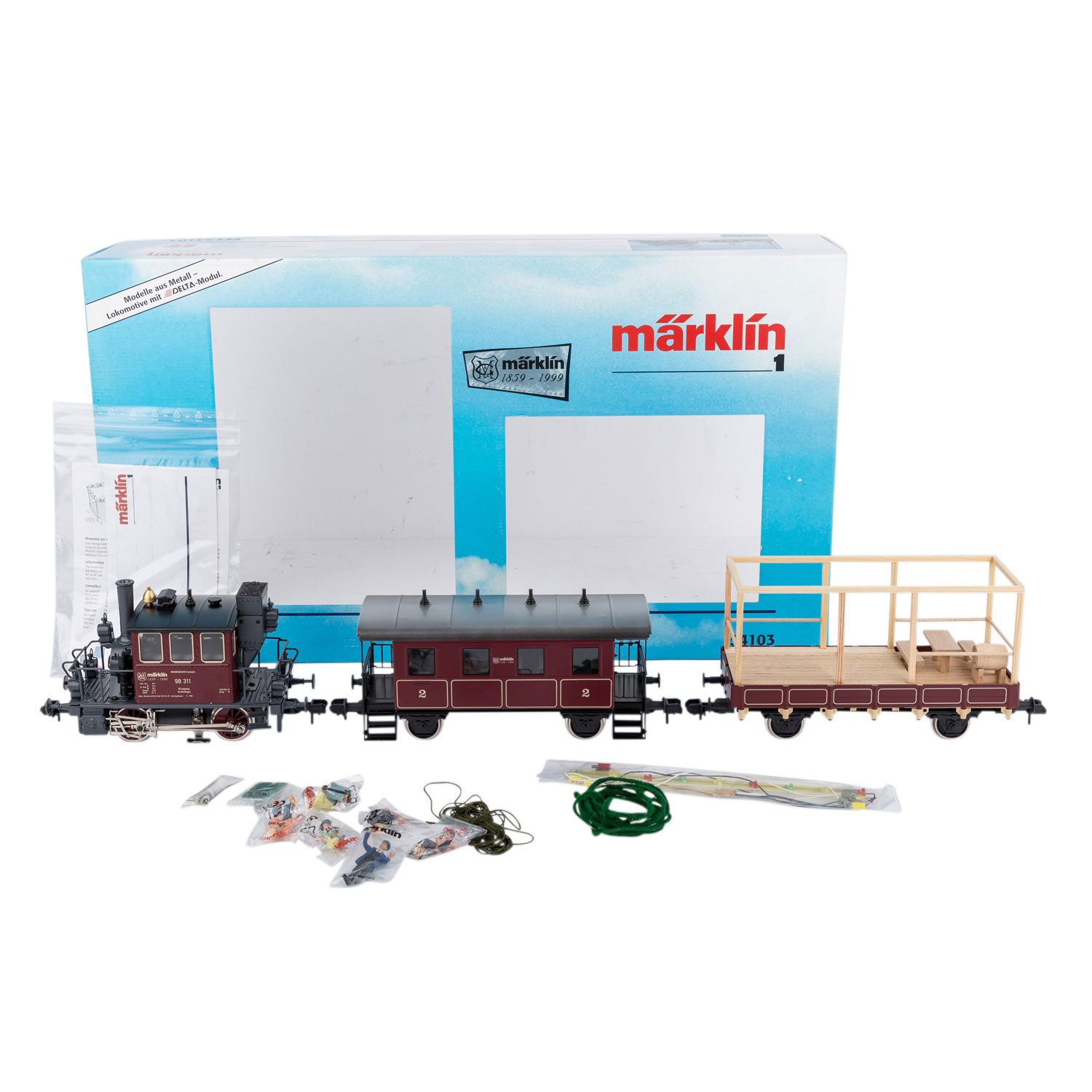 MÄRKLIN-MAXI Jubiläumszug 54103, Spur 1,Metall, rote Sonderlack., delta, bestehend aus Dampflok,