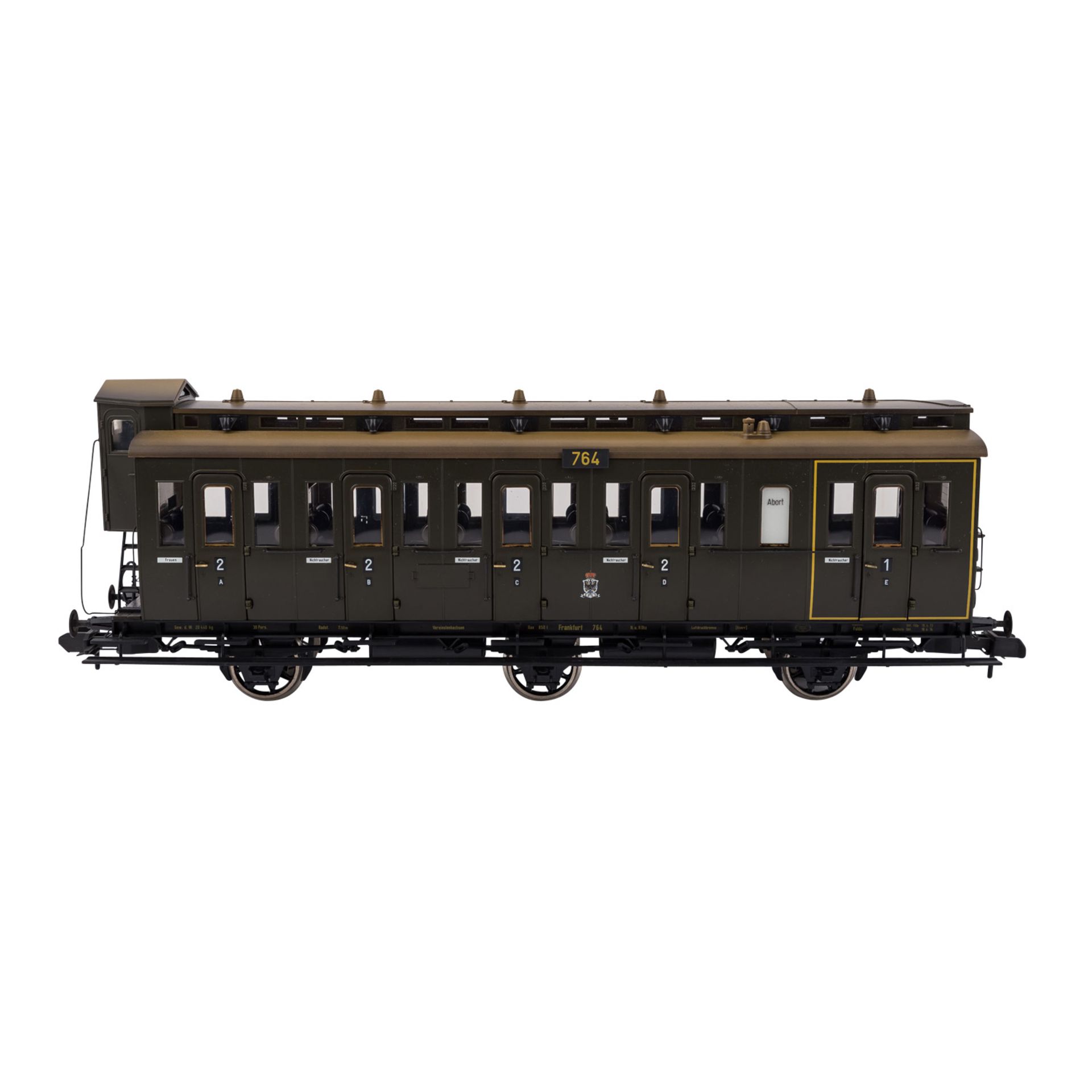 MÄRKLIN Abteilwagen der KPEV 5813, Spur 1,dunkelgrünes Kunststoff-Gehäuse, BN 764, hochstehendes - Bild 2 aus 3