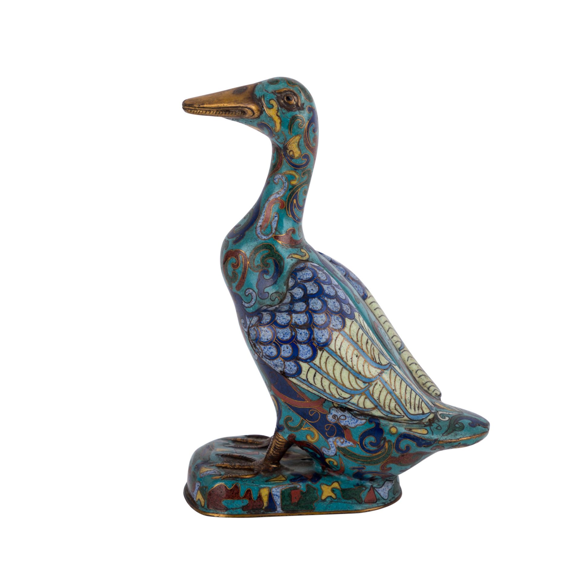 Cloisonné-Gans. CHINA, 19. Jh..In buntem émail cloisonné, H 17 cm.A cloisonné enamel goose. China, - Bild 3 aus 6