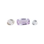 Kunzite (3), drei Farben, Weiss, Gelb, Pink, 36,8ct.total.