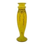 LEGRAS, FRANCOIS-THEODORE (1839-1916) JUGENDSTILVASEFarbloses, mattiertes Glas, Balustervase mit