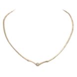 Solitärcollier mit Brillant, ca. 0,25 ct, WEISS-LGW (H-I)/VS,GG 14K, L: ca. 42 cm, 20./21. Jh.,