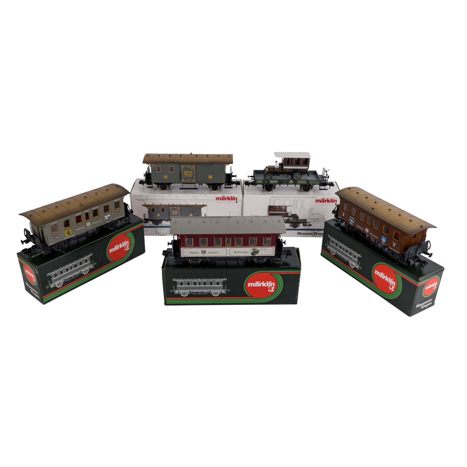 MÄRKLIN Konvolut von fünf Museumswagen, Spur 1,bestehend aus 85801 (1989), 85802 (1988), 85803 (