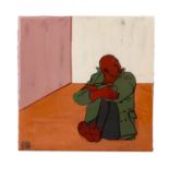 SCHIRMER, SABINE MARIA (südd. Künstlerin 20./21. Jh.), "Sitzender Mann im Raum",Epoxidharz über
