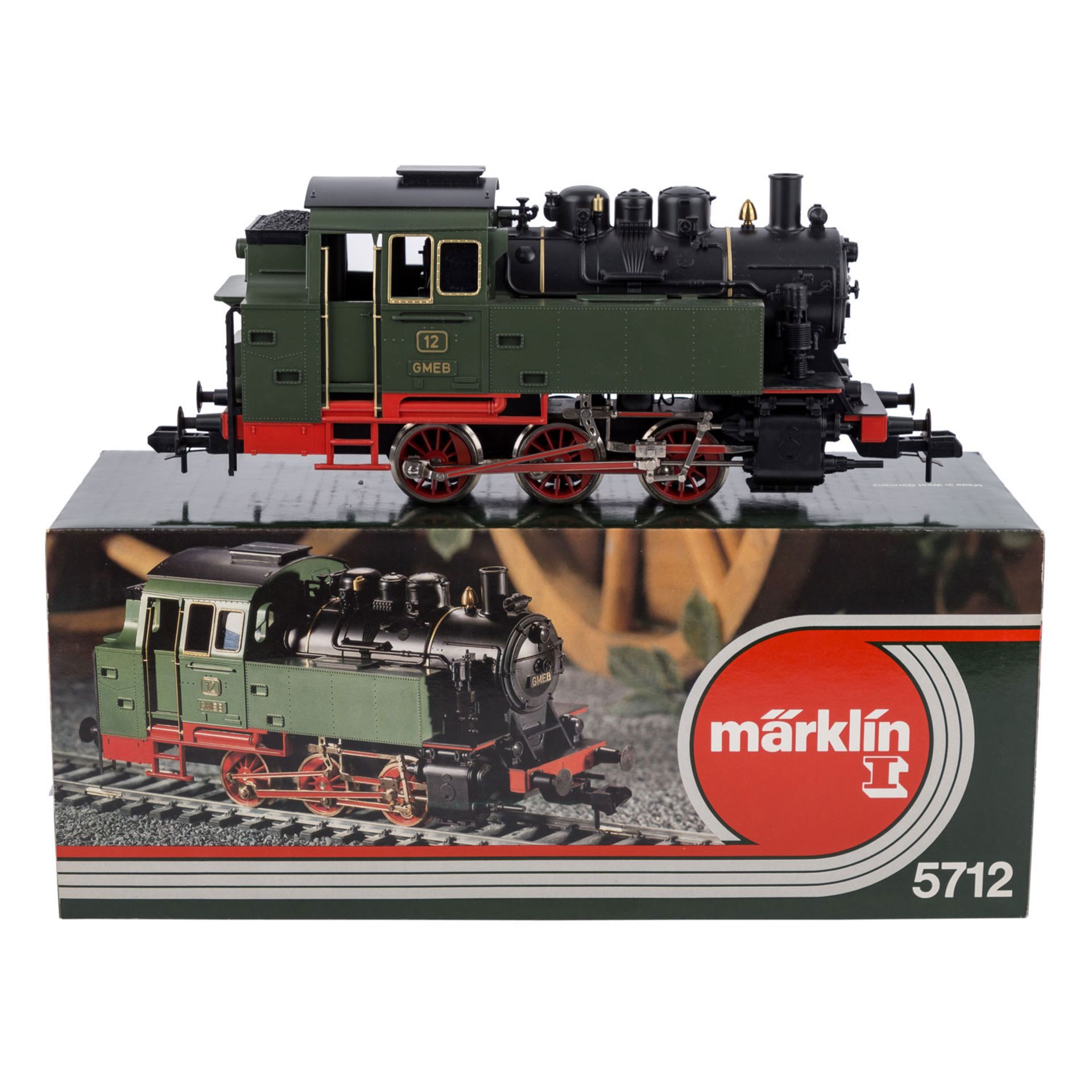 MÄRKLIN Tenderlok der GMEB 5712, Spur 1,schwarz/grün, BN 12. Im Originalkarton (l.