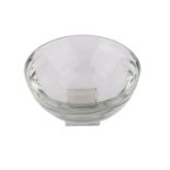 GLASSCHALEKlarglas, Halbkugelförmige Schale auf quadratischem Stand. HxD: 13,5/23,3 cm. Alters-