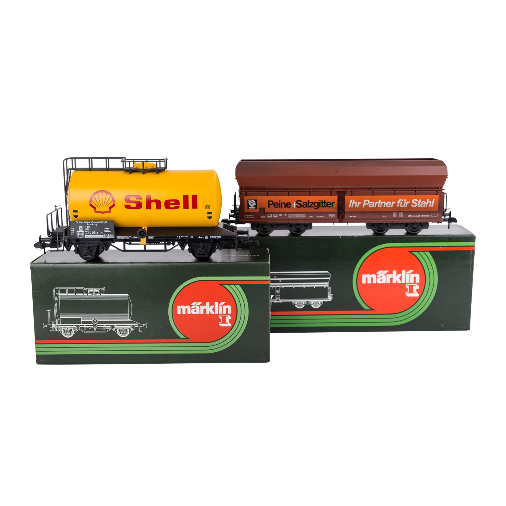 MÄRKLIN Konvolut von zwei Güterwagen, Spur 1,bestehend aus 5835 Drehgestell-Selbstentladewg. u. 5866