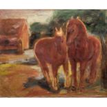 HOHLY, RICHARD (1902-1995) "Pferde"Öl auf Leinwand, signiert unten rechts, 61/74 cm. Im Rahmen (