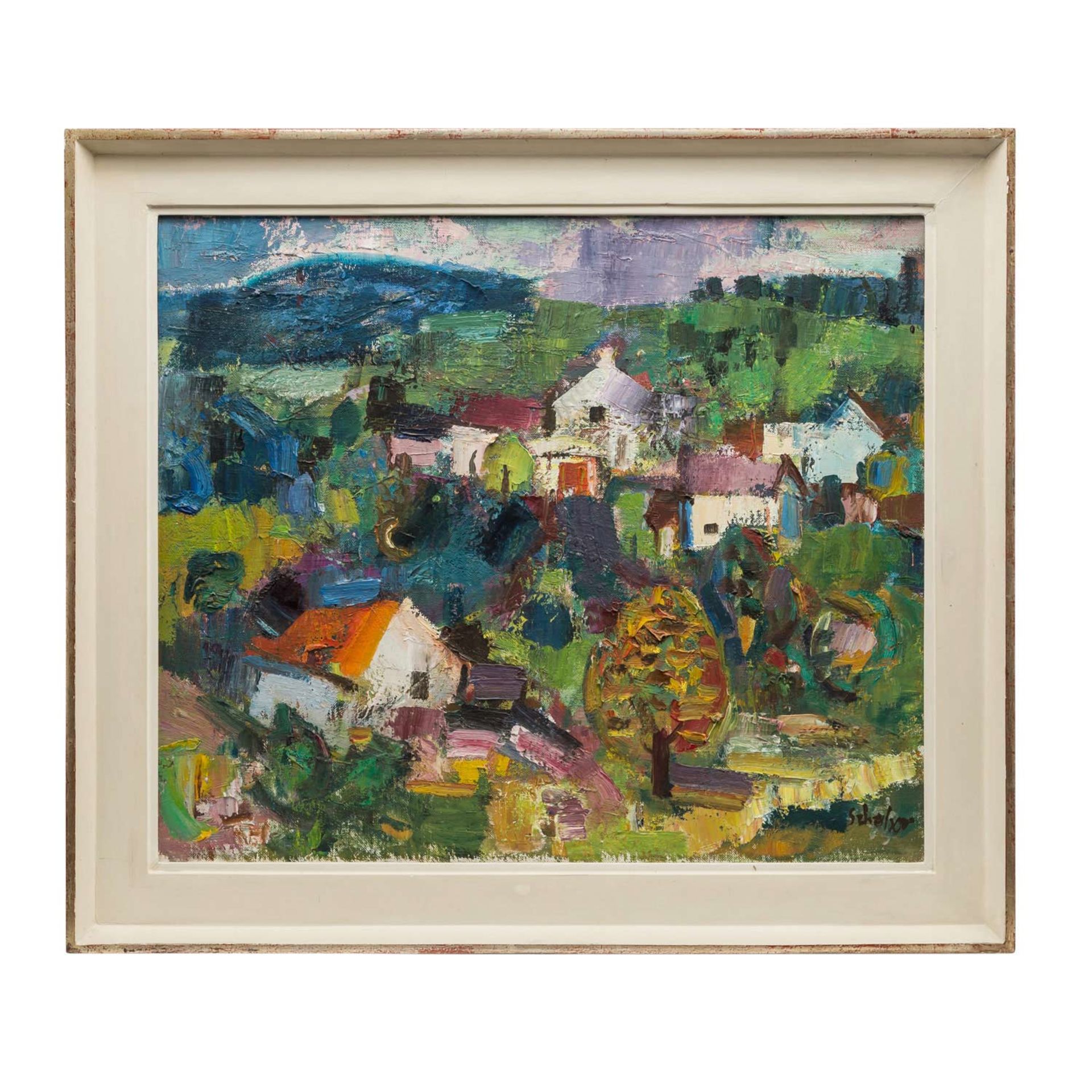 SCHOBER, PETER JAKOB (1897-1983) "Landschaft"Öl auf Leinwand, signiert, HxB: 54/64 cm. Rahmen. - Bild 2 aus 4