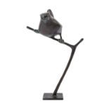 MELIS, FRITZ PAUL (1913-1982) "Vogel sitzt auf einem Ast"Bronze, monogrammiert, H: 27 cm.MELIS,