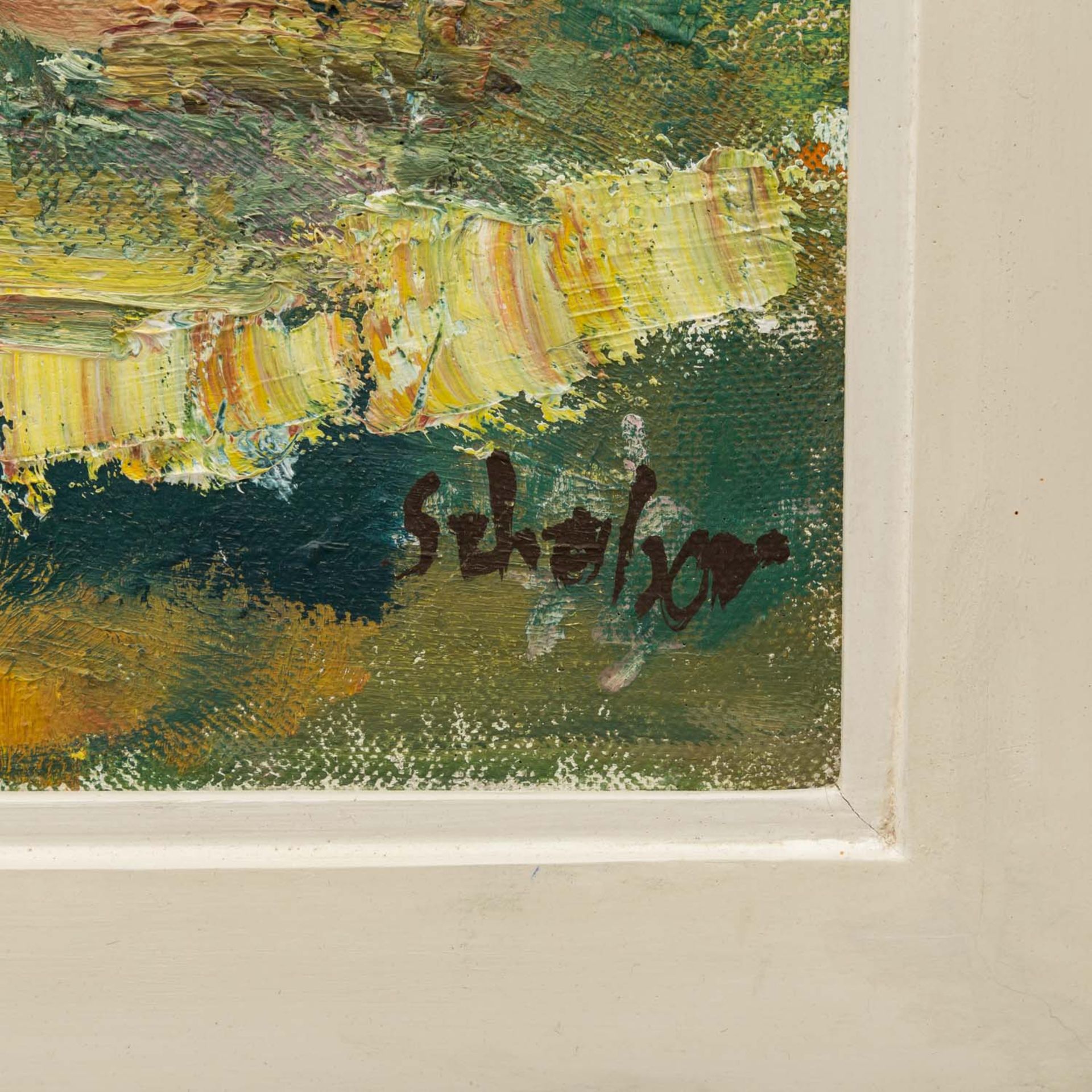 SCHOBER, PETER JAKOB (1897-1983) "Landschaft"Öl auf Leinwand, signiert, HxB: 54/64 cm. Rahmen. - Bild 3 aus 4