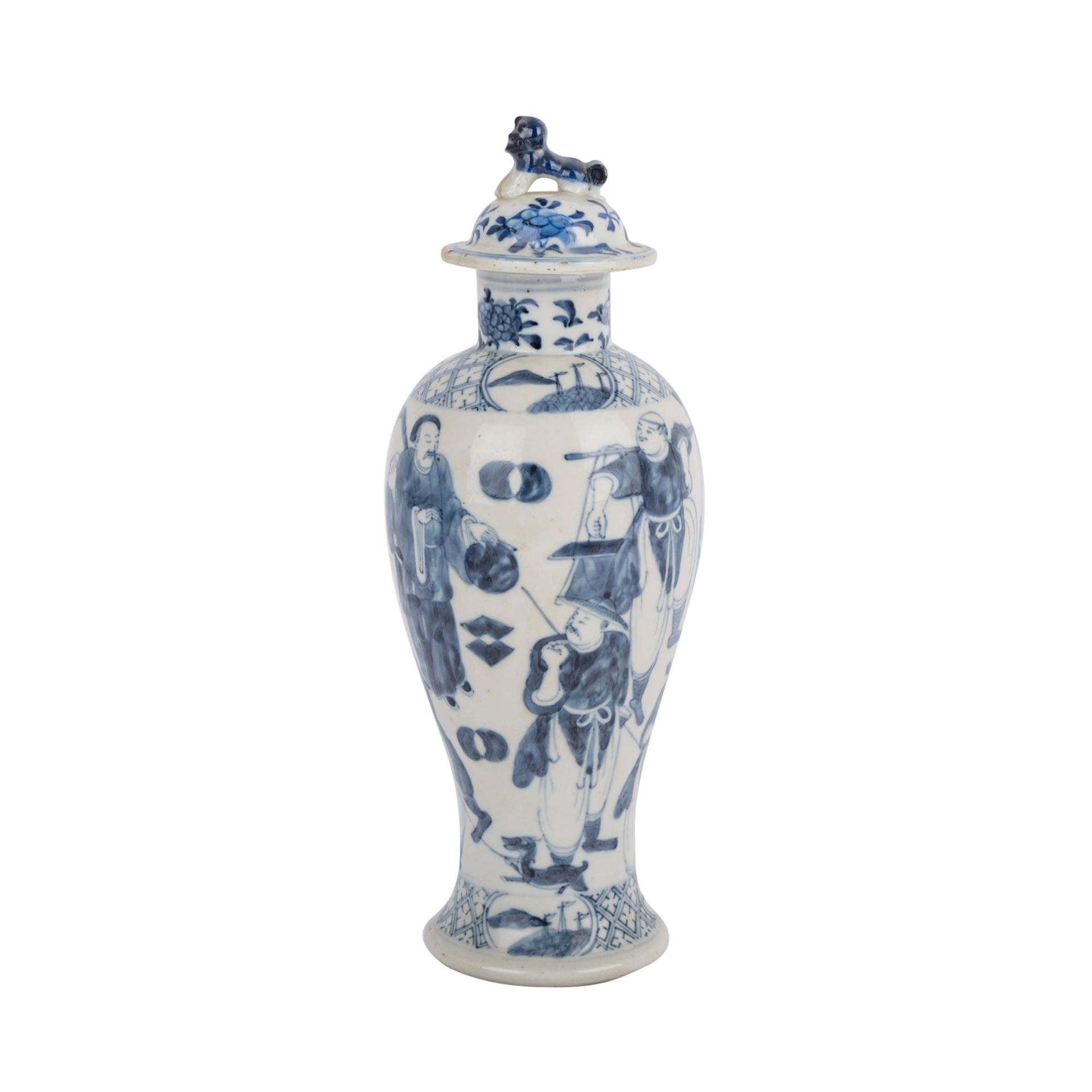 Blau-weisse Deckelvase. CHINA, Qing-Dynastie, 19. Jh..Von schlanker Balusterform, dekoriert mit - Bild 3 aus 6