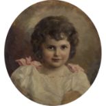 Unbekannte(r) Künstler(in) des 19./20. Jh. 'Mädchenportrait'.Mädchen in weißem Kleid mit rosa