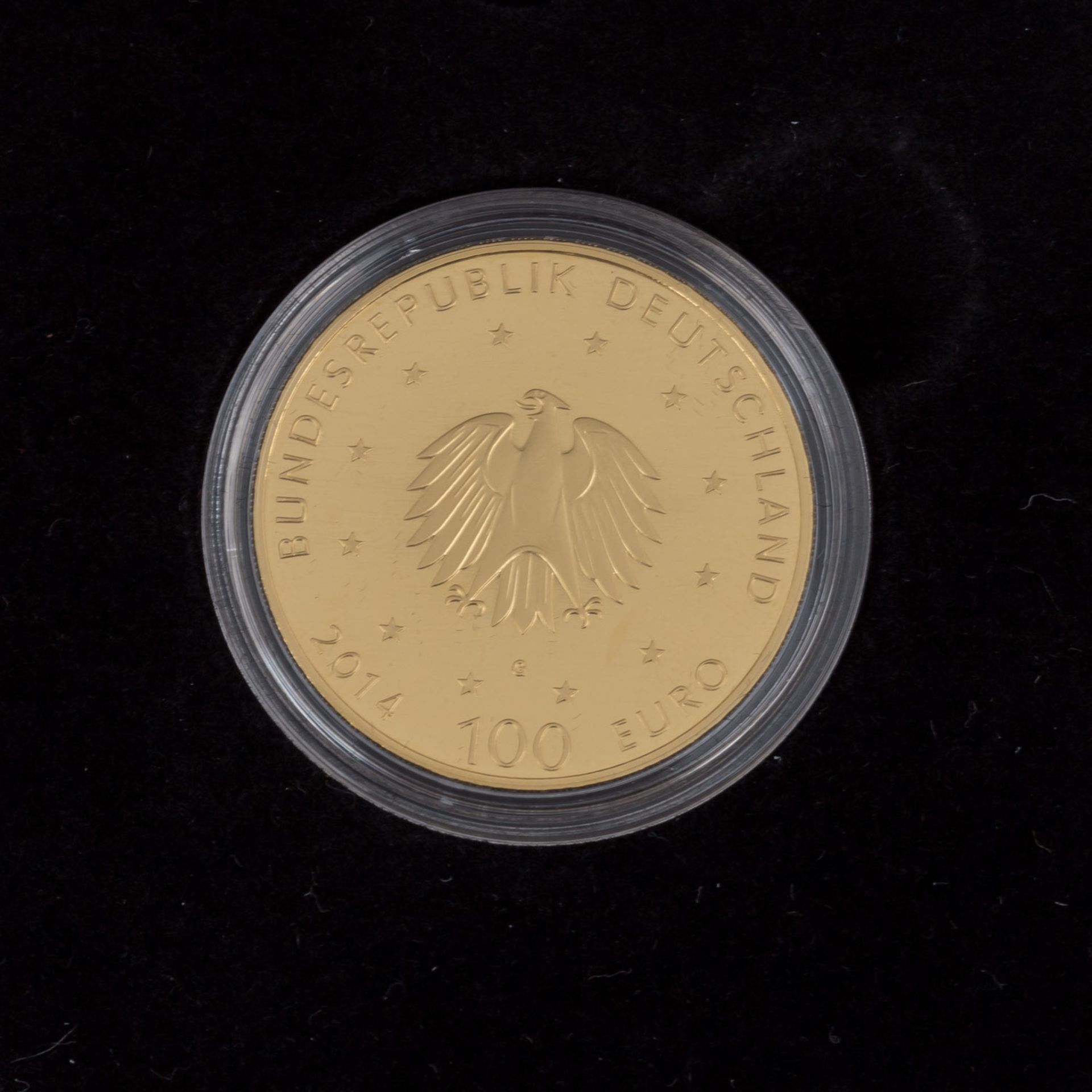 BRD/GOLD - 5 x 100 Euro Goldmünzen, bestehend aus2010 D Würzburg, 2011 J Wartburg, 2014 G Kloster - Bild 5 aus 6