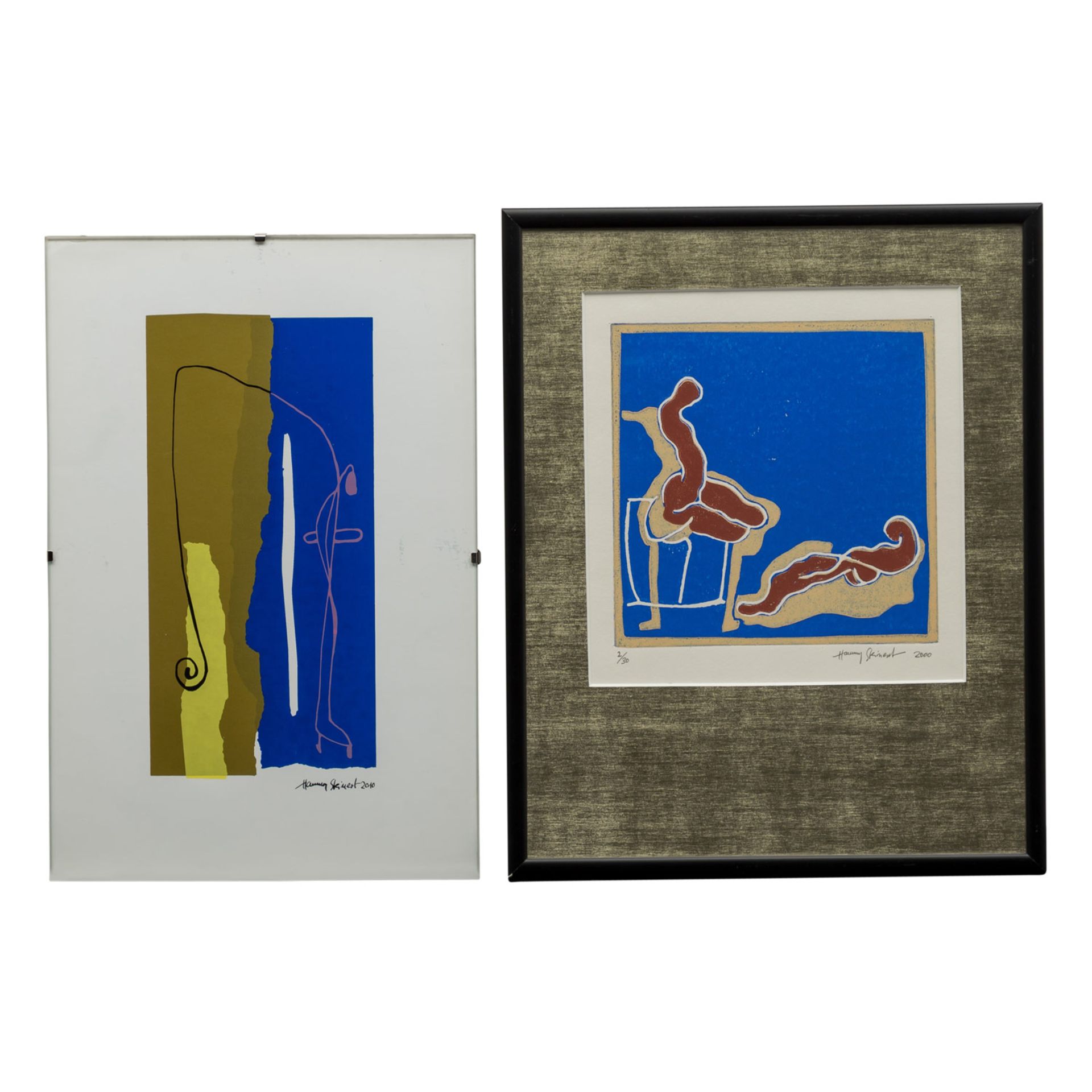 STEINERT, HANNES (geb. 1954), 2 Abstrakte Kompositionen,1x "Komposition auf blauen und