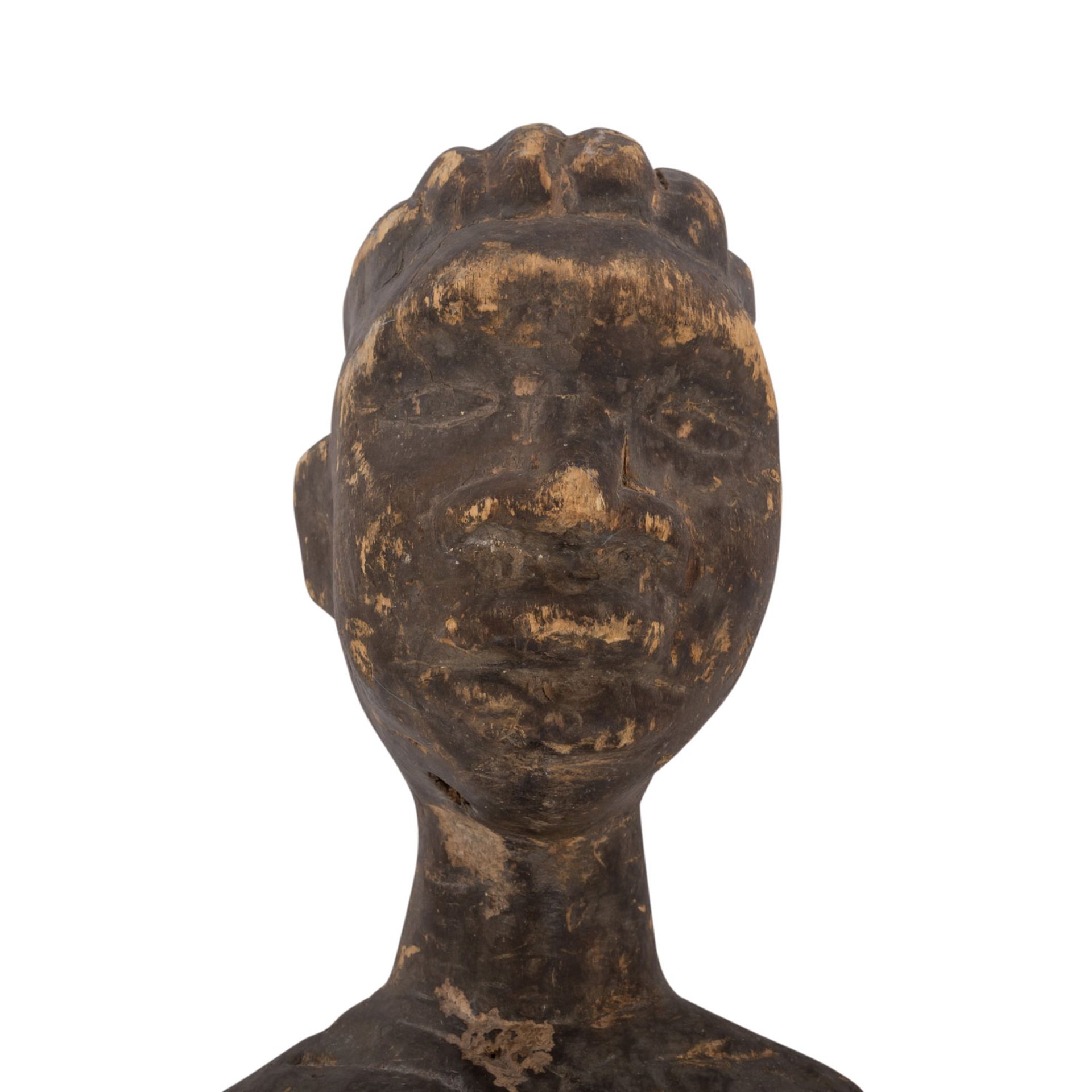 GESCHNITZTE WEIBLICHE FIGURWestafrika, weibliche Standfigur aus Holz, fein und detailreich - Bild 3 aus 3