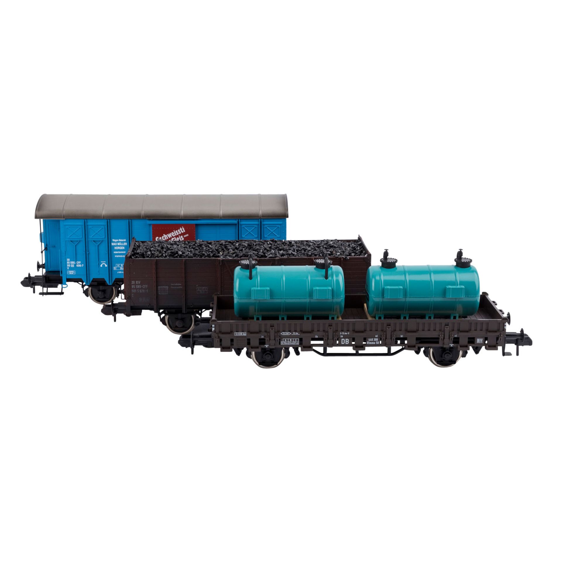 MÄRKLIN Konvolut von drei Güterwagen, Spur 1,bestehend aus 58232 Rungenwg. m. Beladung, 85840 - Bild 2 aus 4