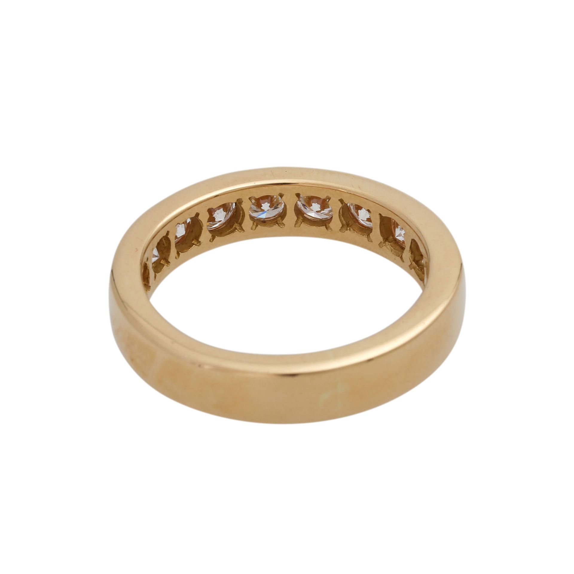 Halbmemoire Ring mit Brillanten zus. ca. 1,01 ct(grav.), WEISS-LGW (H-I)/VS, GG 18K, RW: 51, 20./21. - Bild 4 aus 6