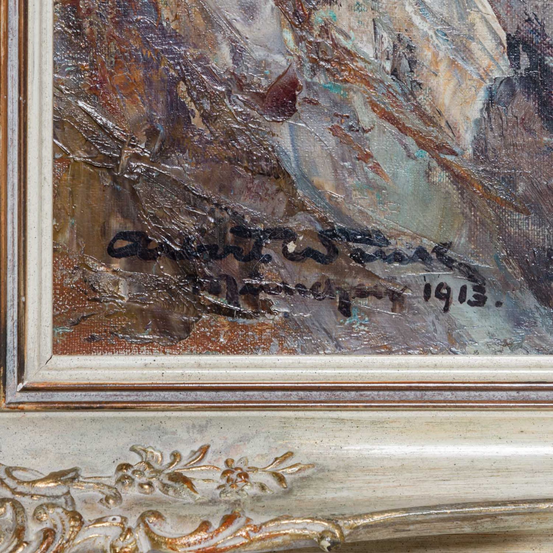 WENK, ALBRECHT (1863 - 1934), "Brandung - Felsenküste bei Capri",u.li. signiert, bezeichnet und - Bild 3 aus 7