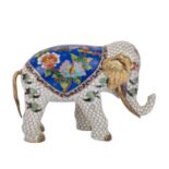 Cloisonné Elefant. CHINA.L: 22 cm. Min.besch..Cloisonné enamel elephant. China.Lenght: 22 cm.